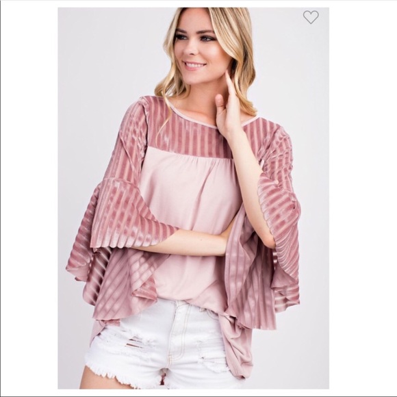 💖Beautiful ShadowVelvet Bell Sleeve Top 1- L left - Picture 2 of 8